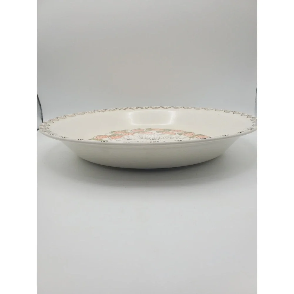 Vintage 1970s Strawberry Pie Recipe Ceramic Baking Dish 10.5